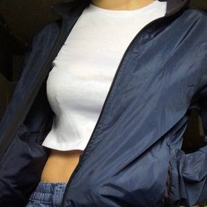 American Apparel navy blue windbreaker jacket